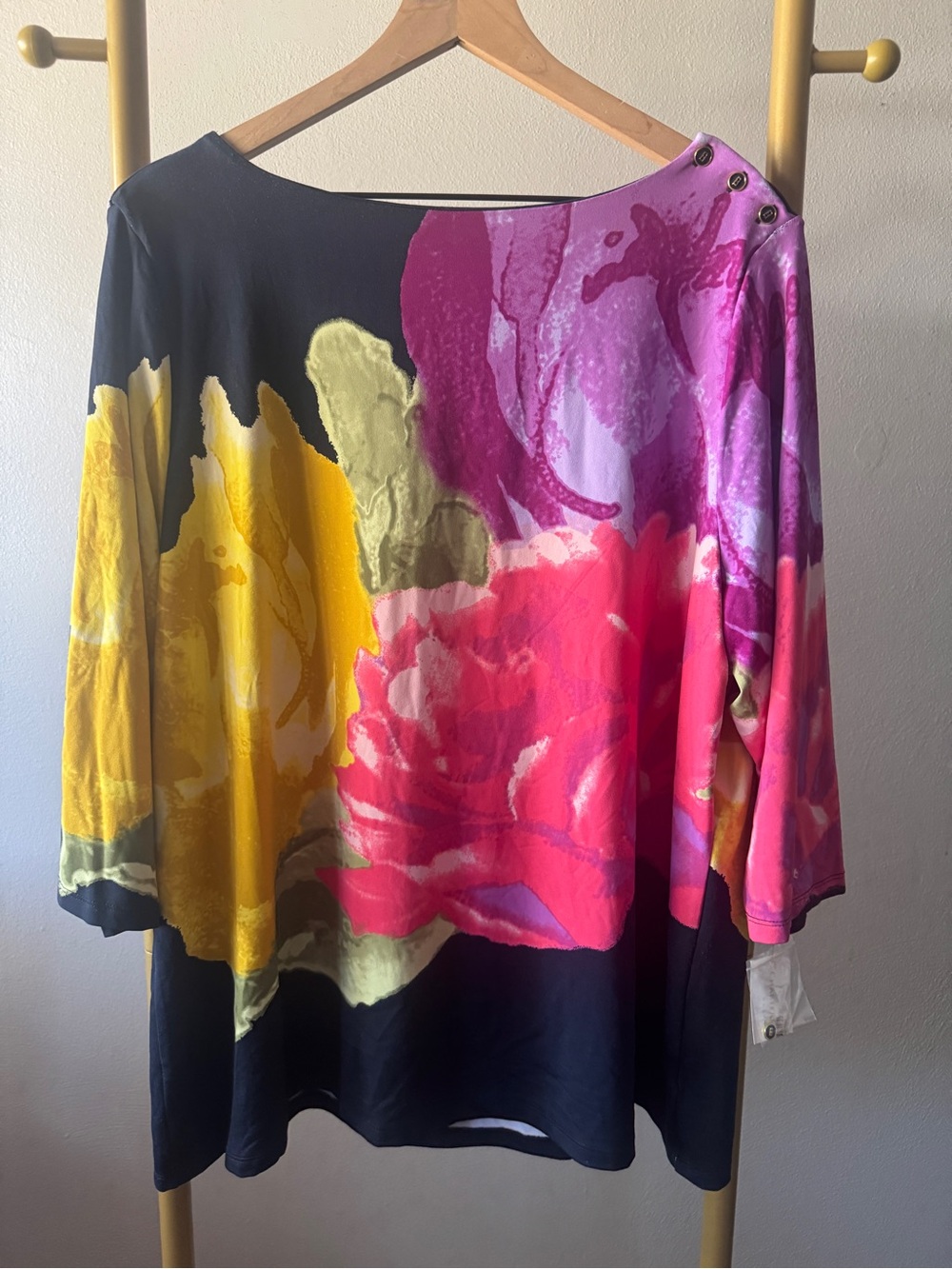 NWT Charter Club Lightweight Flattering Abstract Floral Boat-Neck Top Size 3X